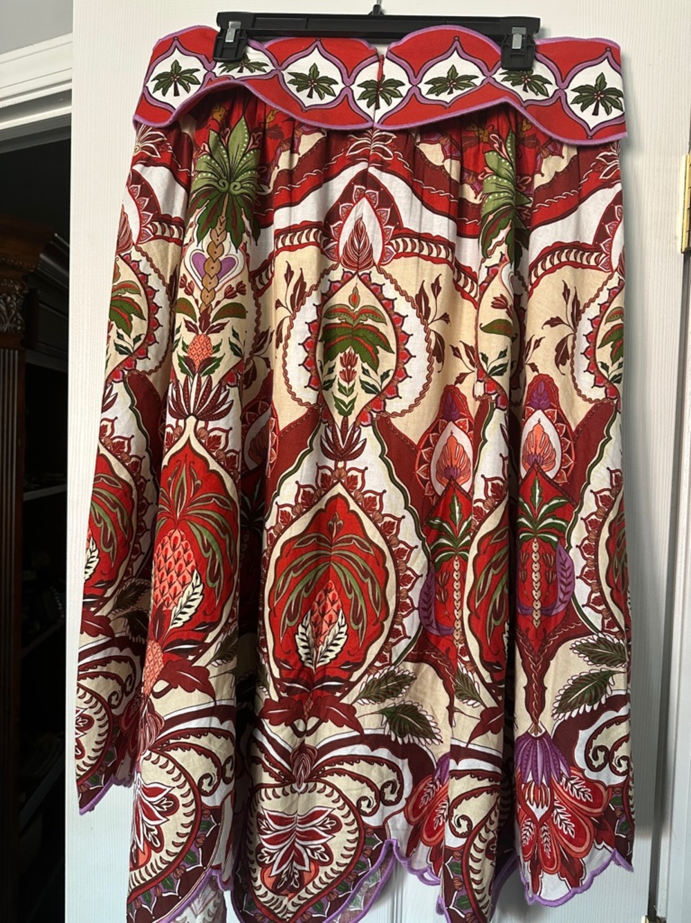 Farm Rio Red Odara Scalloped Midi NWOT - Picture 8 of 10